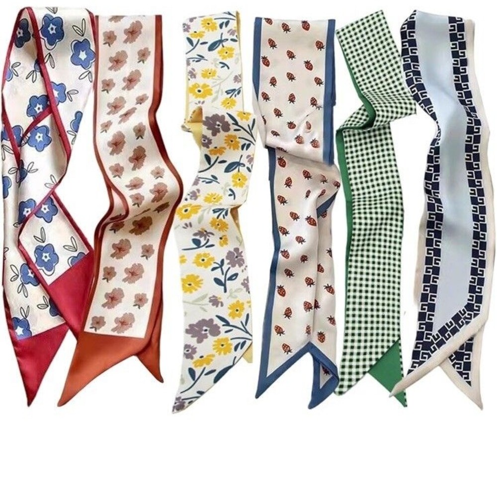 6 Pack Scarf Bags for Women Narrow Handbag Handle Wrap Ribbon Neckerchief Scarf